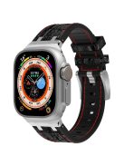 Silicone Band for Apple Watch Series 10 46mm / Ultra 2 Ultra 49mm / Series 9 8 7 45mm / SE (2023) SE (2022) SE 6 5 4 44mm / 3 2 1 42mm - Silver+Red+Black