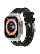 Silicone Band for Apple Watch Series 10 46mm / Ultra 2 Ultra 49mm / Series 9 8 7 45mm / SE (2023) SE (2022) SE 6 5 4 44mm / 3 2 1 42mm - Silver+Yellow+Black