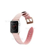 Silicone Leather Coated Watchband Wrist Strap Replacement for Apple Watch Series 10 42mm / 9 8 7 41mm / 6 5 4 SE SE (2022) SE (2023) 40mm / 3 2 1 38mm - Light Pink