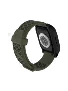 Silicone Smart Watch Strap + Protection Watch Case Universal for Apple Watch Series 6 SE / SE (2022) 5 4 44mm - Army Green / Black