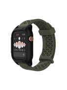 Silicone Smart Watch Strap + Protection Watch Case Universal for Apple Watch Series 6 SE / SE (2022) 5 4 44mm - Army Green / Black