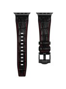 Silicone Strap for Apple Watch Series 10 42mm  /  9 8 7 41mm  /  SE (2023) SE (2022) SE 6 5 4 40mm  /  3 2 1 38mm - Black+Red+Black