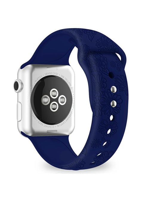 Silicone Strap for Apple Watch Series 10 42mm  /  9 8 7 41mm  /  SE (2023) SE (2022) SE 6 5 4 40mm  /  3 2 1 38mm - Sunflower Dark Blue