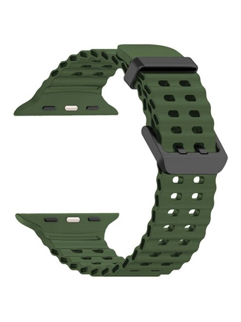 Silicone Strap for Apple Watch Series 10 46mm / Ultra 2 / Ultra 49mm / 9 8 7 45mm / SE (2023) SE (2022) SE 6 5 4 44mm / 3 2 1 42mm Ocean Band - Army Green