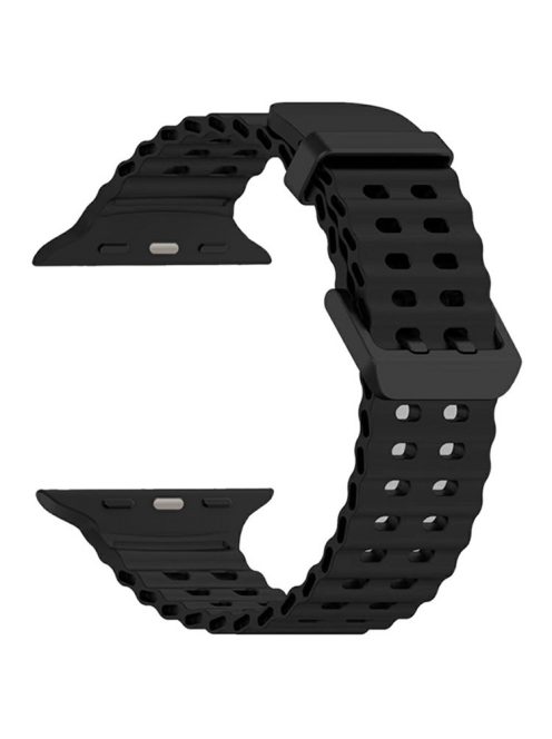 Silicone Strap for Apple Watch Series 10 46mm / Ultra 2 / Ultra 49mm / 9 8 7 45mm / SE (2023) SE (2022) SE 6 5 4 44mm / 3 2 1 42mm Ocean Band - Black