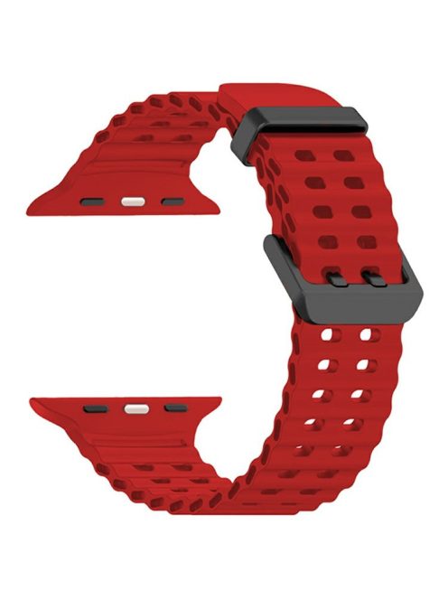 Silicone Strap for Apple Watch Series 10 46mm / Ultra 2 / Ultra 49mm / 9 8 7 45mm / SE (2023) SE (2022) SE 6 5 4 44mm / 3 2 1 42mm Ocean Band - Red