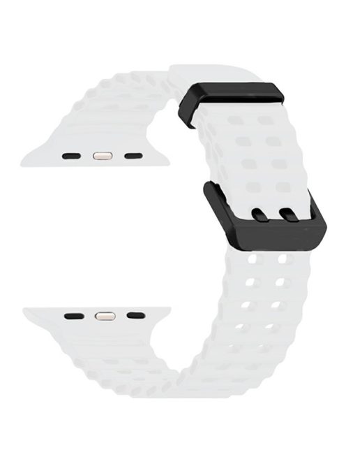 Silicone Strap for Apple Watch Series 10 46mm / Ultra 2 / Ultra 49mm / 9 8 7 45mm / SE (2023) SE (2022) SE 6 5 4 44mm / 3 2 1 42mm Ocean Band - White