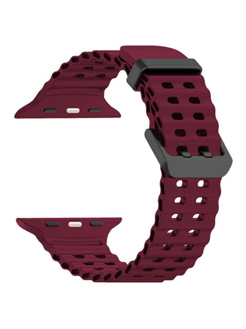 Silicone Strap for Apple Watch Series 10 46mm / Ultra 2 / Ultra 49mm / 9 8 7 45mm / SE (2023) SE (2022) SE 6 5 4 44mm / 3 2 1 42mm Ocean Band - Wine Red