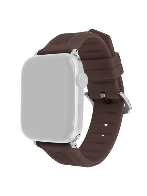 Silicone Watch Band For Apple Watch Series 10 42mm / 9 8 7 41mm / 6 5 4 SE (2022) SE (2023) SE 40mm / 3 2 1 38mm Adjustable Strap - Brown