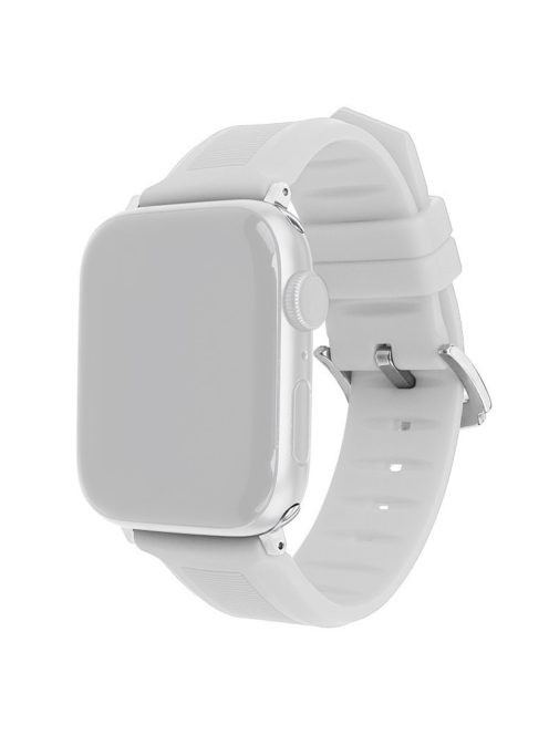 Silicone Watch Band For Apple Watch Series 10 42mm / 9 8 7 41mm / 6 5 4 SE (2022) SE (2023) SE 40mm / 3 2 1 38mm Adjustable Strap - White