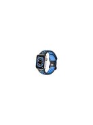 Silicone Watch Band For Apple Watch Series 10 42mm / 9 8 7 41mm / 6 5 4 SE (2022) SE (2023) SE 40mm / 3 2 1 38mm Dual Color Strap - Black+Light Blue