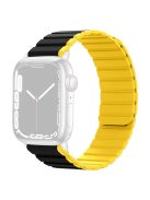 Silicone Watch Band for Apple Watch Series 10 42mm / 9 8 7 41mm / SE (2023) SE (2022) SE 6 5 4 40mm / 3 2 1 38mm Dual Color Adjustable Magnetic Strap - Black / Yellow