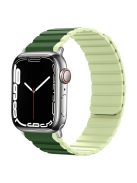 Silicone Watch Band for Apple Watch Series 10 42mm / 9 8 7 41mm / SE (2023) SE (2022) SE 6 5 4 40mm / 3 2 1 38mm Dual Color Adjustable Magnetic Strap - Blackish Green / Light Green