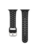 Silicone Watch Band for Apple Watch Series 10 46mm / Ultra 2 Ultra 49mm /  Series 9 8 7 45mm / 6 5 4 SE (2023) SE (2022) SE 44mm / 3 2 1 42mm , Hollow Replacement Strap - Black