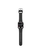 Silicone Watch Band for Apple Watch Series 10 46mm / Ultra 2 Ultra 49mm /  Series 9 8 7 45mm / 6 5 4 SE (2023) SE (2022) SE 44mm / 3 2 1 42mm , Hollow Replacement Strap - Black