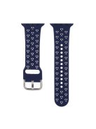 Silicone Watch Band for Apple Watch Series 10 46mm / Ultra 2 Ultra 49mm /  Series 9 8 7 45mm / 6 5 4 SE (2023) SE (2022) SE 44mm / 3 2 1 42mm , Hollow Replacement Strap - Dark Blue