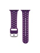 Silicone Watch Band for Apple Watch Series 10 46mm / Ultra 2 Ultra 49mm /  Series 9 8 7 45mm / 6 5 4 SE (2023) SE (2022) SE 44mm / 3 2 1 42mm , Hollow Replacement Strap - Dark Purple