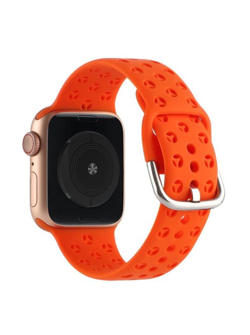 Silicone Watch Band for Apple Watch Series 10 46mm / Ultra 2 Ultra 49mm /  Series 9 8 7 45mm / 6 5 4 SE (2023) SE (2022) SE 44mm / 3 2 1 42mm , Hollow Replacement Strap - Orange