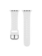 Silicone Watch Band for Apple Watch Series 10 46mm / Ultra 2 Ultra 49mm /  Series 9 8 7 45mm / 6 5 4 SE (2023) SE (2022) SE 44mm / 3 2 1 42mm , Hollow Replacement Strap - White