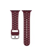 Silicone Watch Band for Apple Watch Series 10 46mm / Ultra 2 Ultra 49mm /  Series 9 8 7 45mm / 6 5 4 SE (2023) SE (2022) SE 44mm / 3 2 1 42mm , Hollow Replacement Strap - Wine Red