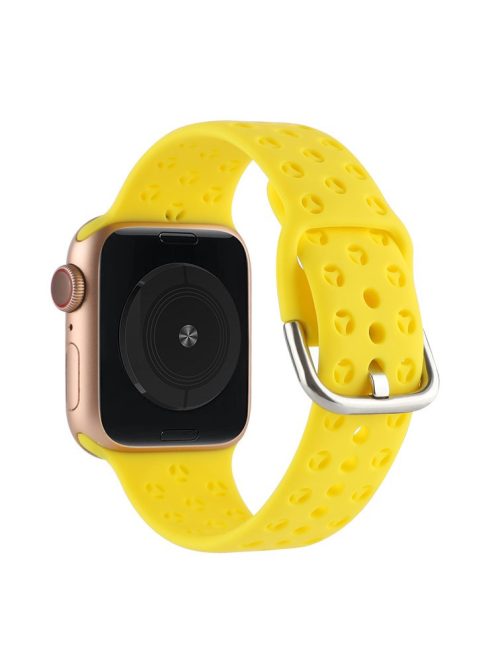 Silicone Watch Band for Apple Watch Series 10 46mm / Ultra 2 Ultra 49mm /  Series 9 8 7 45mm / 6 5 4 SE (2023) SE (2022) SE 44mm / 3 2 1 42mm , Hollow Replacement Strap - Yellow