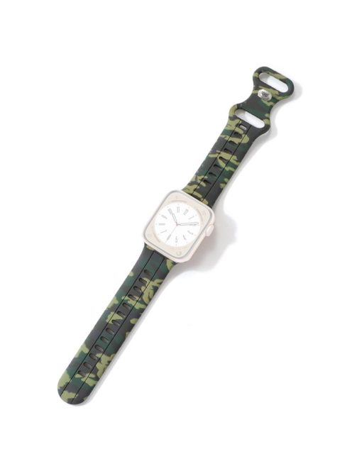 Silicone Watch Bands for Apple Watch Series 10 42mm / 9 8 7 41mm / SE (2023) SE (2022) SE 6 5 4 40mm / 3 2 1 38mm Camouflage Waterproof Watch Bracelet - Army Green