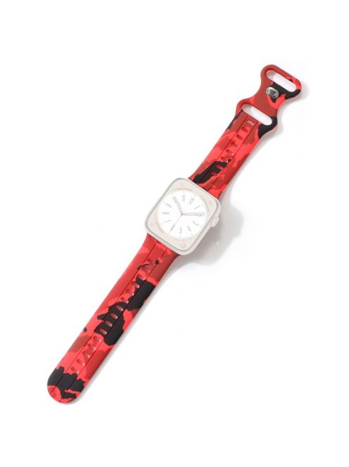 Silicone Watch Bands for Apple Watch Series 10 42mm / 9 8 7 41mm / SE (2023) SE (2022) SE 6 5 4 40mm / 3 2 1 38mm Camouflage Waterproof Watch Bracelet - Red