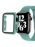 Silicone Watch Strap with PC Frame+Tempered Glass Screen Protector Anti-scratch Replacement for Apple Watch Series 7 45mm - Green