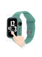 Silicone Watch Strap with PC Frame+Tempered Glass Screen Protector Anti-scratch Replacement for Apple Watch Series 7 45mm - Green