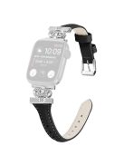 Silver Buckle Band for Apple Watch Series 10 42mm / 9 8 7 41mm / SE (2023) SE (2022) SE 6 5 4 40mm / 3 2 1 38mm Replace Strap - Black