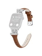 Silver Buckle Band for Apple Watch Series 10 42mm / 9 8 7 41mm / SE (2023) SE (2022) SE 6 5 4 40mm / 3 2 1 38mm Replace Strap - Brown