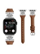 Silver Buckle Band for Apple Watch Series 10 42mm / 9 8 7 41mm / SE (2023) SE (2022) SE 6 5 4 40mm / 3 2 1 38mm Replace Strap - Brown