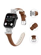 Silver Buckle Band for Apple Watch Series 10 42mm / 9 8 7 41mm / SE (2023) SE (2022) SE 6 5 4 40mm / 3 2 1 38mm Replace Strap - Brown