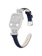 Silver Buckle Band for Apple Watch Series 10 42mm / 9 8 7 41mm / SE (2023) SE (2022) SE 6 5 4 40mm / 3 2 1 38mm Replace Strap - Dark Blue