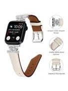 Silver Buckle Watch Band for Apple Watch Series 10 46mm / Ultra 2 Ultra 49mm /  Series 9 8 7 45mm / 6 5 4 SE (2023) SE (2022) SE 44mm / 3 2 1 42mm Rhinestone Bracelet Strap - Apricot