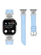 Silver Buckle Watch Band for Apple Watch Series 10 46mm / Ultra 2 Ultra 49mm /  Series 9 8 7 45mm / 6 5 4 SE (2023) SE (2022) SE 44mm / 3 2 1 42mm Rhinestone Bracelet Strap - Blue