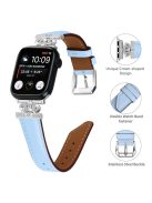 Silver Buckle Watch Band for Apple Watch Series 10 46mm / Ultra 2 Ultra 49mm /  Series 9 8 7 45mm / 6 5 4 SE (2023) SE (2022) SE 44mm / 3 2 1 42mm Rhinestone Bracelet Strap - Blue