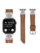 Silver Buckle Watch Band for Apple Watch Series 10 46mm / Ultra 2 Ultra 49mm /  Series 9 8 7 45mm / 6 5 4 SE (2023) SE (2022) SE 44mm / 3 2 1 42mm Rhinestone Bracelet Strap - Brown