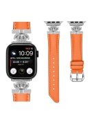 Silver Buckle Watch Band for Apple Watch Series 10 46mm / Ultra 2 Ultra 49mm /  Series 9 8 7 45mm / 6 5 4 SE (2023) SE (2022) SE 44mm / 3 2 1 42mm Rhinestone Bracelet Strap - Orange