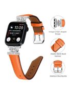 Silver Buckle Watch Band for Apple Watch Series 10 46mm / Ultra 2 Ultra 49mm /  Series 9 8 7 45mm / 6 5 4 SE (2023) SE (2022) SE 44mm / 3 2 1 42mm Rhinestone Bracelet Strap - Orange