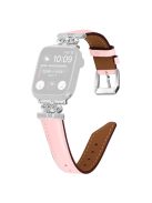 Silver Buckle Watch Band for Apple Watch Series 10 46mm / Ultra 2 Ultra 49mm /  Series 9 8 7 45mm / 6 5 4 SE (2023) SE (2022) SE 44mm / 3 2 1 42mm Rhinestone Bracelet Strap - Pink