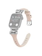 Silver Buckle Wrist Band for Apple Watch Series 10 46mm / Ultra 2 Ultra 49mm /  Series 9 8 7 45mm / 6 5 4 SE (2023) SE (2022) SE 44mm / 3 2 1 42mm - Apricot