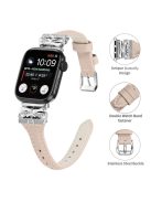 Silver Buckle Wrist Band for Apple Watch Series 10 46mm / Ultra 2 Ultra 49mm /  Series 9 8 7 45mm / 6 5 4 SE (2023) SE (2022) SE 44mm / 3 2 1 42mm - Apricot