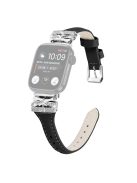 Silver Buckle Wrist Band for Apple Watch Series 10 46mm / Ultra 2 Ultra 49mm /  Series 9 8 7 45mm / 6 5 4 SE (2023) SE (2022) SE 44mm / 3 2 1 42mm - Black