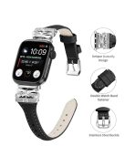 Silver Buckle Wrist Band for Apple Watch Series 10 46mm / Ultra 2 Ultra 49mm /  Series 9 8 7 45mm / 6 5 4 SE (2023) SE (2022) SE 44mm / 3 2 1 42mm - Black