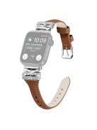 Silver Buckle Wrist Band for Apple Watch Series 10 46mm / Ultra 2 Ultra 49mm /  Series 9 8 7 45mm / 6 5 4 SE (2023) SE (2022) SE 44mm / 3 2 1 42mm - Brown