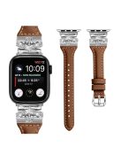 Silver Buckle Wrist Band for Apple Watch Series 10 46mm / Ultra 2 Ultra 49mm /  Series 9 8 7 45mm / 6 5 4 SE (2023) SE (2022) SE 44mm / 3 2 1 42mm - Brown