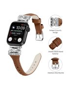 Silver Buckle Wrist Band for Apple Watch Series 10 46mm / Ultra 2 Ultra 49mm /  Series 9 8 7 45mm / 6 5 4 SE (2023) SE (2022) SE 44mm / 3 2 1 42mm - Brown