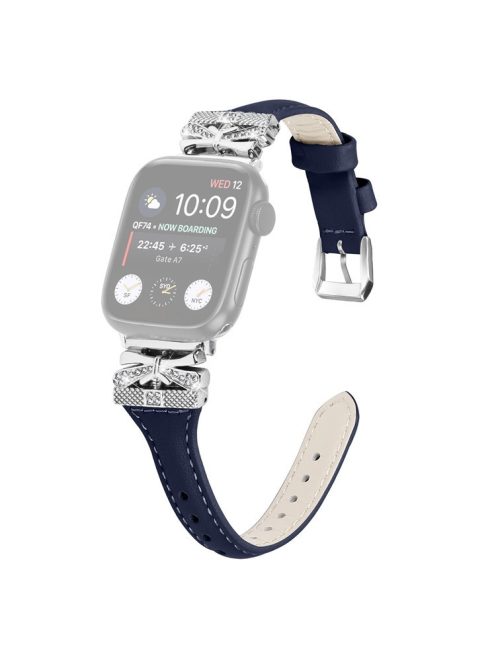 Silver Buckle Wrist Band for Apple Watch Series 10 46mm / Ultra 2 Ultra 49mm /  Series 9 8 7 45mm / 6 5 4 SE (2023) SE (2022) SE 44mm / 3 2 1 42mm - Dark Blue