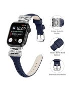 Silver Buckle Wrist Band for Apple Watch Series 10 46mm / Ultra 2 Ultra 49mm /  Series 9 8 7 45mm / 6 5 4 SE (2023) SE (2022) SE 44mm / 3 2 1 42mm - Dark Blue